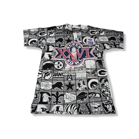 Vintage NFL‎ Super Bowl XXVI All Over Print Shirt - Picture 1 of 11